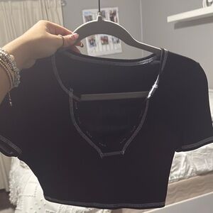 Black Women's Top with White Stitching